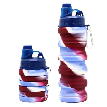 Collapsible Water Bottle, 16Oz/500Ml Portable Sports Water Bottle with Carabiner, Drinking Bottle for Outdoor Activities Travel, Gym Accessories, Gift Ideas