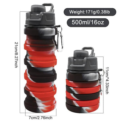 Collapsible Water Bottle, 16Oz/500Ml Portable Sports Water Bottle with Carabiner, Drinking Bottle for Outdoor Activities Travel, Gym Accessories, Gift Ideas