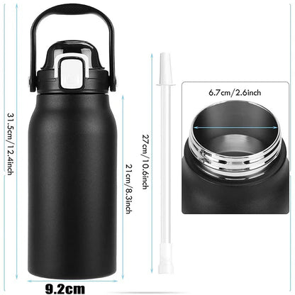 2L Tumbler Thermo Bottle Large Capacity with Straw Stainless Steel Thermal Water Bottle Cold and Hot Thermo Cup Vacuum Flask Gym