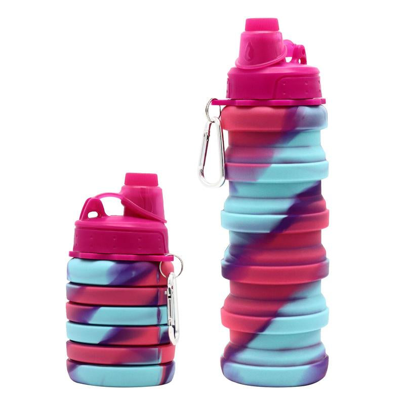 Collapsible Water Bottle, 16Oz/500Ml Portable Sports Water Bottle with Carabiner, Drinking Bottle for Outdoor Activities Travel, Gym Accessories, Gift Ideas