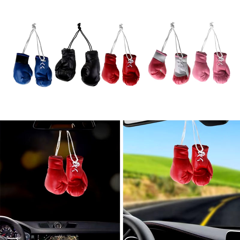 Mini Boxing Gloves Miniature Punching Gloves Car Hanging Pendant Boxing Gloves Model Decoration Rearview Mirrors Styling