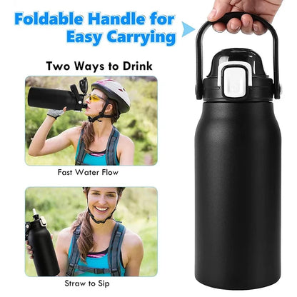 2L Tumbler Thermo Bottle Large Capacity with Straw Stainless Steel Thermal Water Bottle Cold and Hot Thermo Cup Vacuum Flask Gym