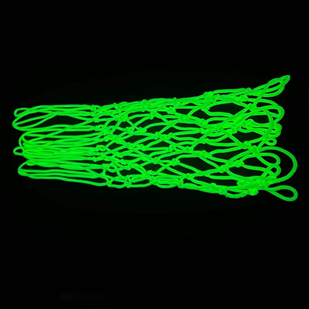 Nightlight Basketball Net Nylon Glowing Basketball Hoop Rim Net 12 Loops Standard Size Glowing Basketball Net Sun Powered