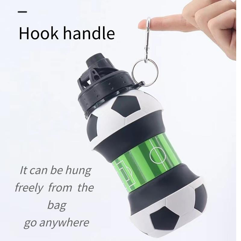 Folding Silicon Water Bottle, Three Shapes of Soccer, Basketball and Tennis, 100 Percent Food Grade Collapsible Water Bottle with Carabiner, for School Outdoor, Birthday Gifts for Boys and Girls