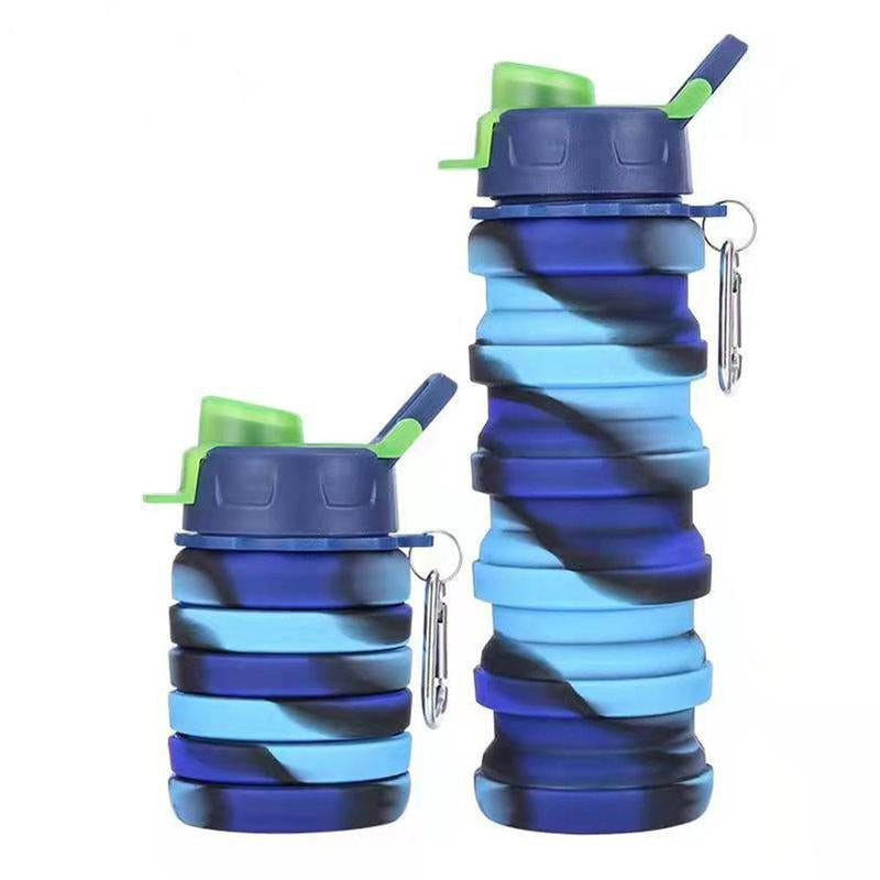 Collapsible Water Bottle, 16Oz/500Ml Portable Sports Water Bottle with Carabiner, Drinking Bottle for Outdoor Activities Travel, Gym Accessories, Gift Ideas