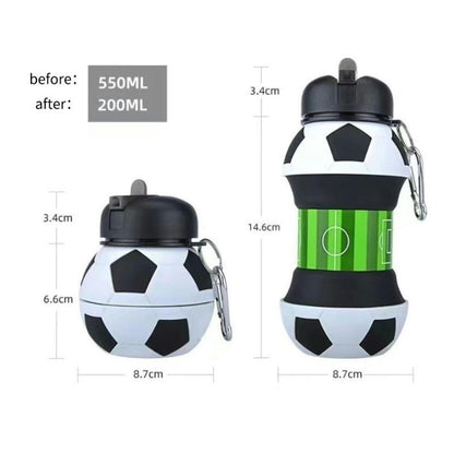 Folding Silicon Water Bottle, Three Shapes of Soccer, Basketball and Tennis, 100 Percent Food Grade Collapsible Water Bottle with Carabiner, for School Outdoor, Birthday Gifts for Boys and Girls