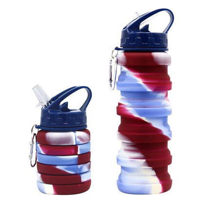 Collapsible Water Bottle, 16Oz/500Ml Portable Sports Water Bottle with Carabiner, Drinking Bottle for Outdoor Activities Travel, Gym Accessories, Gift Ideas