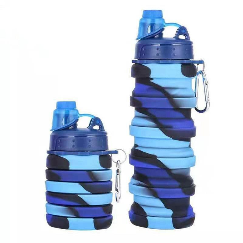 Collapsible Water Bottle, 16Oz/500Ml Portable Sports Water Bottle with Carabiner, Drinking Bottle for Outdoor Activities Travel, Gym Accessories, Gift Ideas